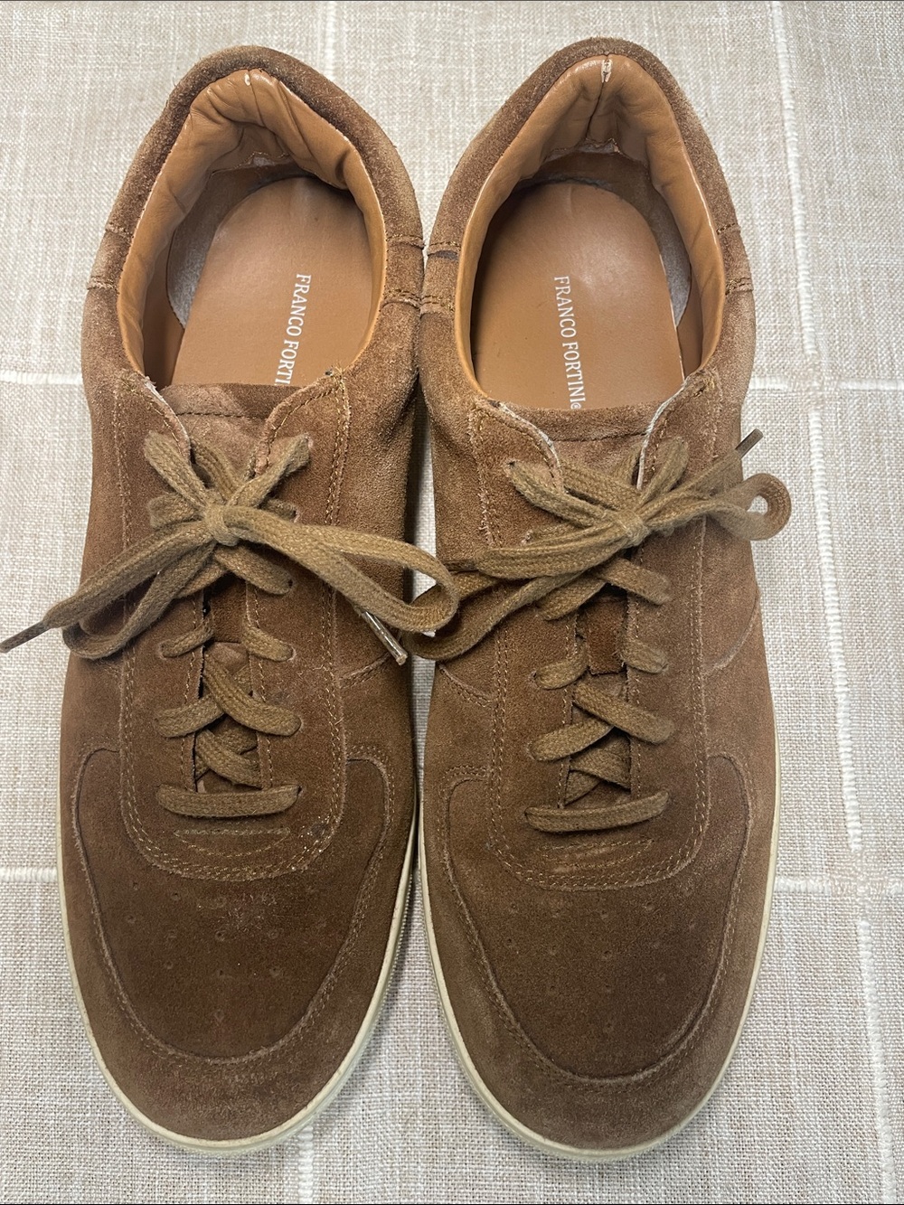 Franco Fortini Size 10.5 Cognac Brown Suede James Sneakers